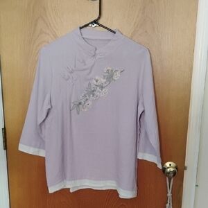 Lavender Floral Embroidered Women's Top